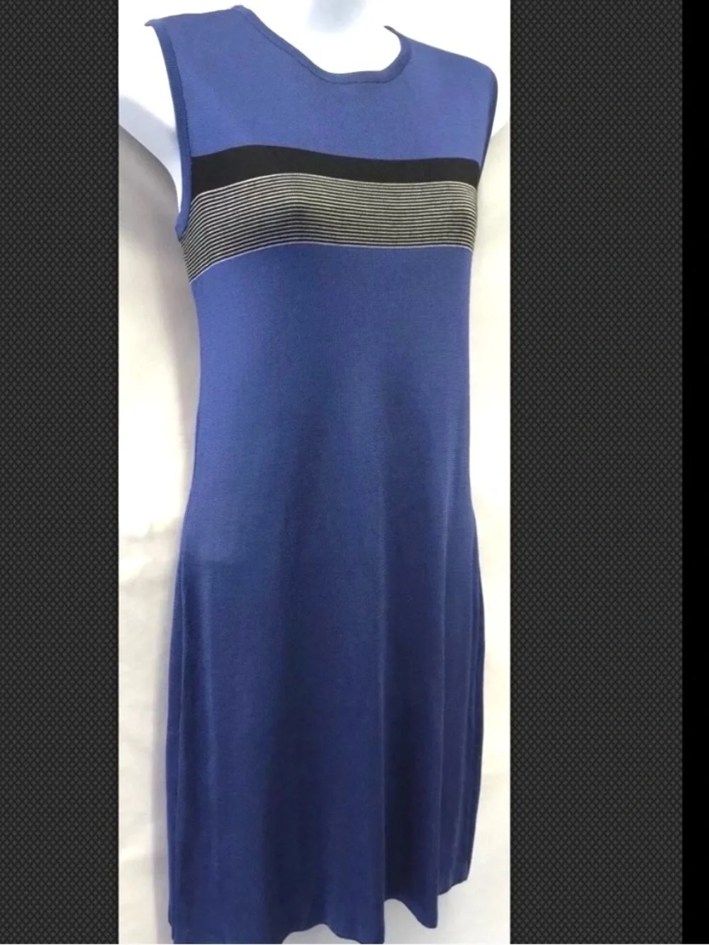 LAUNDRY Shelli Segal Dress Career Sleeveless Knit Shift Blue Black